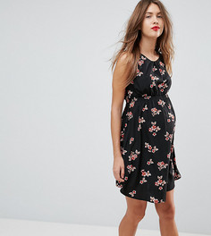 Платье с баской и цветочным принтом New Look Maternity - Черный