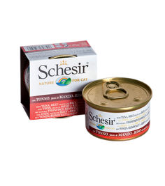 Корм Schesir 0018 Тунец и говядина с рисом 85g для кошек 132.С176