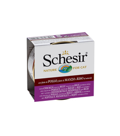 Корм Schesir 0016 Цыпленок и говядина с рисом 85g для кошек 132.С179