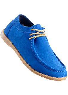 Удобные кожаные туфли на шнуровке, танкетка (синий джинсовый/серо-коричневый) Bonprix