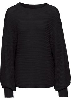 Ажурный пуловер покроя оверсайз (черный) Bonprix