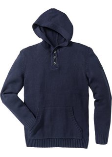 Пуловер Slim Fit с капюшоном (темно-синий) Bonprix