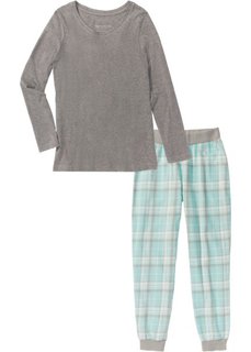 Фланелевая пижама (серый меланж с рисунком) Bonprix