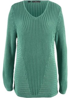 Вязаный пуловер со структурным узором (зеленый шалфей) Bonprix