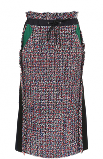 Буклированная юбка-миди с плиссированными вставками Sacai
