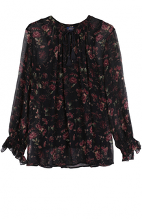 Шелковая блуза с V-образным вырезом и цветочным принтом Polo Ralph Lauren