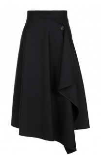 Однотонная шерстяная юбка асимметричного кроя Marni