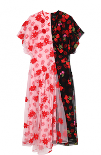 Платье с цветочной вышивкой и V-образным вырезом Simone Rocha