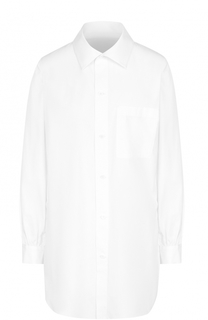 Удлиненная хлопковая блуза с накладным карманом Yohji Yamamoto