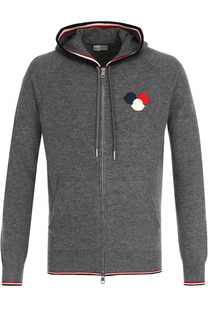 Шерстяной кардиган на молнии с капюшоном Moncler