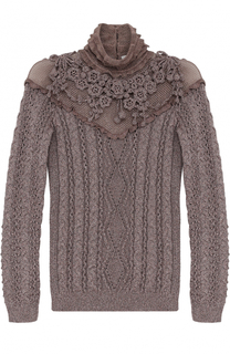 Пуловер фактурной вязки с воротником-стойкой Valentino