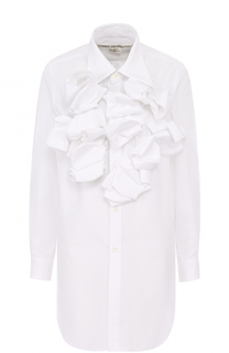 Удлиненная хлопковая блуза с оборками Comme des Garcons
