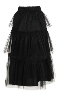 Многоярусная кружевная юбка-миди REDVALENTINO