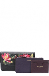 Набор из кожаного портмоне с цветочным принтом и футлярами Dolce &amp; Gabbana
