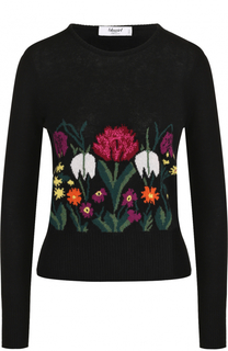 Шерстяной пуловер с цветочным принтом Blugirl