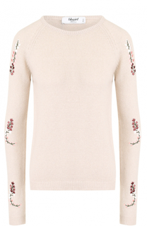 Шерстяной пуловер с цветочной вышивкой Blugirl