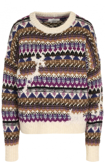 Шерстяной пуловер свободного кроя с принтом Isabel Marant Etoile