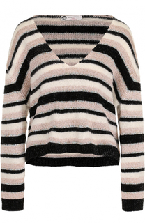Вязаный пуловер в полоску с V-образным вырезом Lanvin