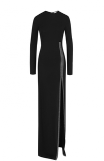 Платье-макси с длинным рукавом и высоким разрезом Saint Laurent