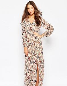 Платье макси с запахом спереди и цветочным принтом Glamorous Tall - Мульти