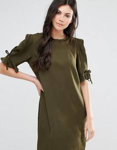 Цельнокройное платье с завязками на рукавах Fashion Union Tall - Зеленый
