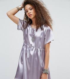 Короткое приталенное платье из атласа Glamorous Petite - Серебряный