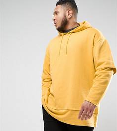 Супердлинный oversize-худи с двухслойным дизайном ASOS PLUS - Желтый
