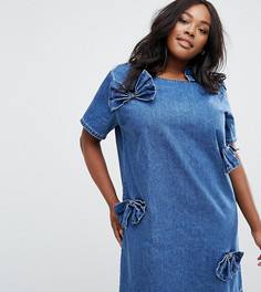 Цельнокройное джинсовое платье с бантом Alice & You - Синий
