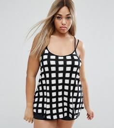 Топ на бретельках в клетку с лямками сзади ASOS CURVE - Мульти