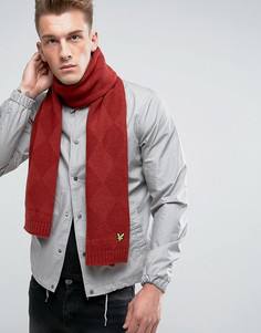 Вязаный шарф с узором в ромбик Lyle & Scott - Красный