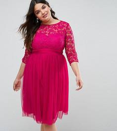 Кружевное платье с юбкой из тюля Little Mistress Plus - Розовый