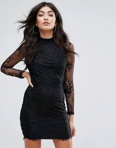 Кружевное облегающее платье Girl In Mind - Черный