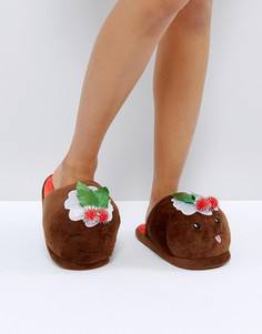 Тапочки с рождественским дизайном ASOS NUTTY PUDS - Коричневый
