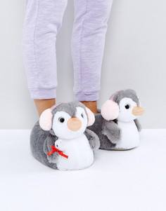 Тапочки с пингвинами ASOS NIPPY - Серый