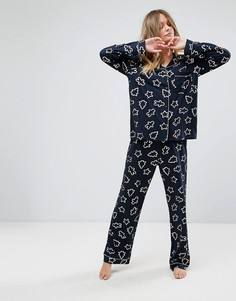 Пижама с новогодним принтом металлик Chelsea Peers - Темно-синий