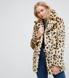 Шуба из искусственного меха с леопардовым узором ASOS TALL - Мульти