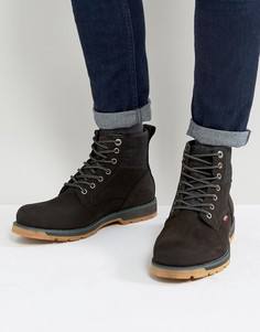 Черные кожаные ботинки с джинсовой отделкой Levis Logan - Черный