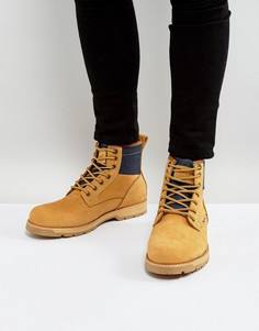 Светло-коричневые кожаные ботинки с джинсовой отделкой Levis Logan - Светло-серый