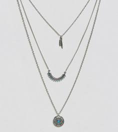 Ожерелье в несколько рядов с подвеской-пером Reclaimed Vintage Inspired - Серебряный