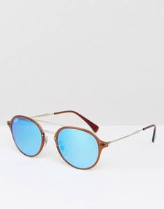 Круглые солнцезащитные очки с двойной планкой Ray-Ban 0RB4287 - Коричневый