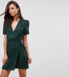 Платье с запахом и ленточной завязкой Fashion Union Tall - Зеленый