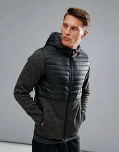 Стеганая куртка на молнии с флисовыми вставками Jack & Jones Tech - Серый