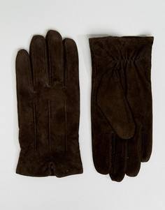 Коричневые замшевые перчатки Barneys - Коричневый Barneys Originals
