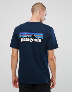 Темно-синяя футболка с логотипом на спине Patagonia - Темно-синий