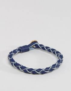 Темно-синий плетеный браслет из кожи Icon Brand Premium - Темно-синий