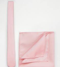 Бледно-розовые галстук и платок для нагрудного кармана ASOS TALL - Розовый