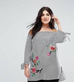 Блузка в полоску с 3D цветами Lovedrobe - Мульти