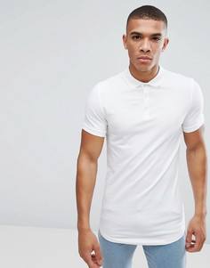 Длинная облегающая футболка-поло с закругленным краем ASOS - Белый