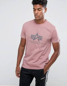 Розовая футболка классического кроя с логотипом Alpha Industries - Розовый
