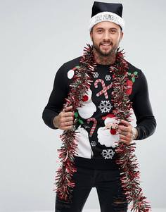 Oversize-свитшот с рождественским принтом ASOS - Черный